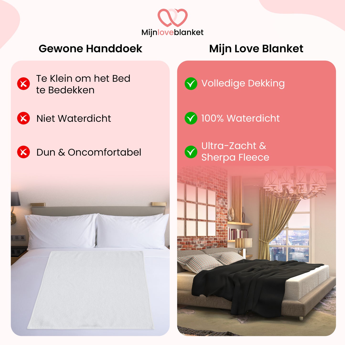 Love Blanket - Waterdicht Deken XL (145x216 cm) - Grijs