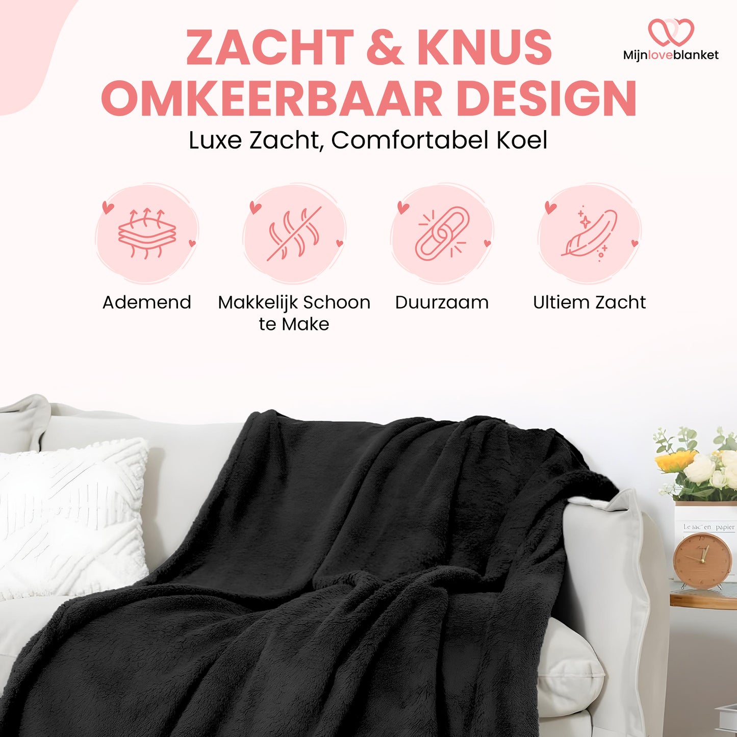 Love Blanket - Waterdicht Deken XL (145x216 cm) - Zwart